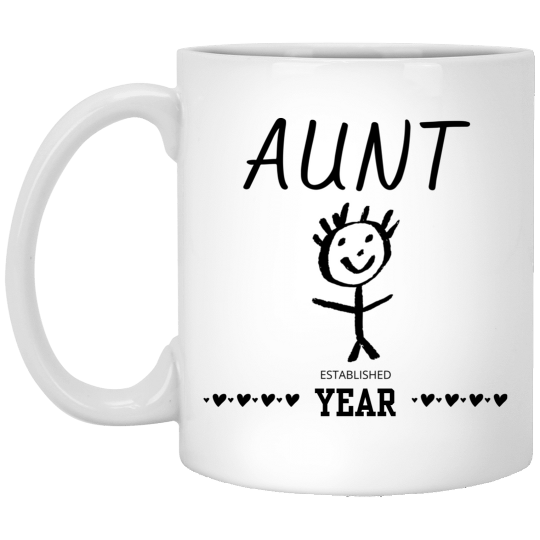 Custom Aunt Established 11 oz. White