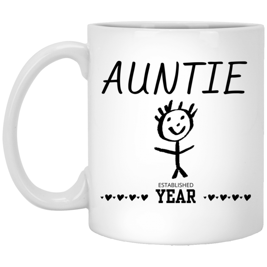 Custom Auntie Established 11 oz. White