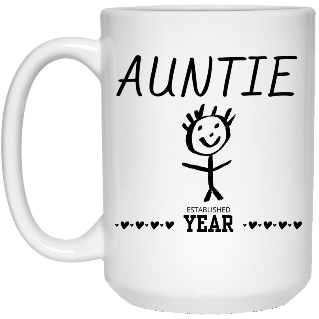 Custom Auntie Established 15 oz. White