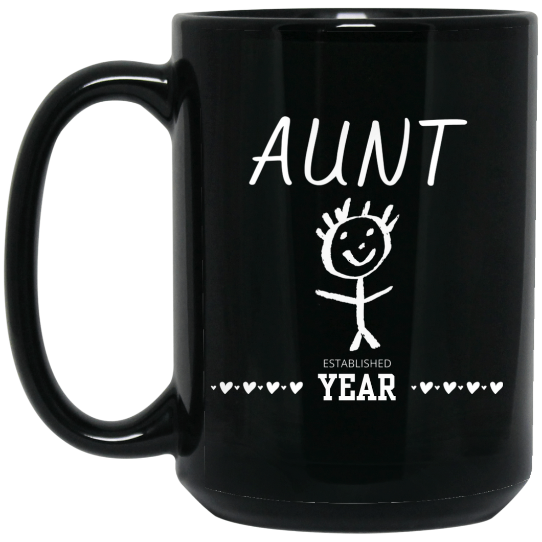 Custom Aunt Established 15 oz. Black